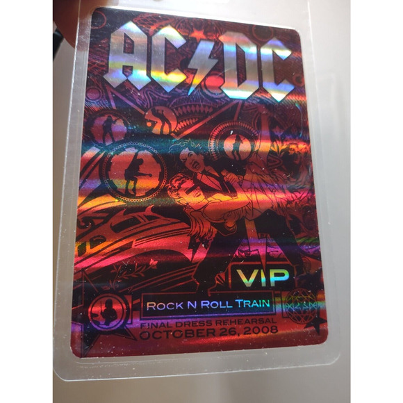 AC/DC Rock N Roll Train 2008 Tour Backstage Pass Laser Laminated VIP Hard Rock - Picture 1 of 2